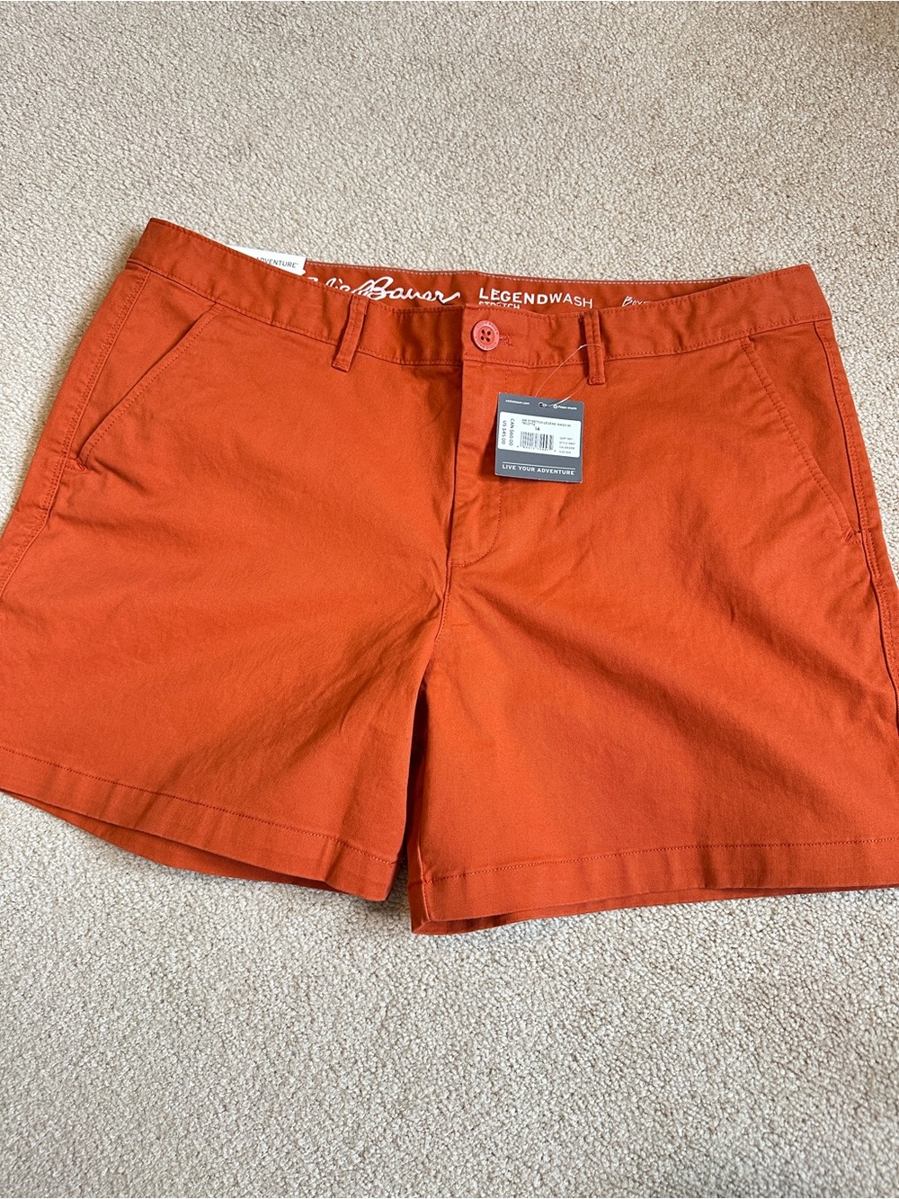 NWT Eddie Bauer legendwash stretch boyfriend mid rise shorts - sz 14 terracotta